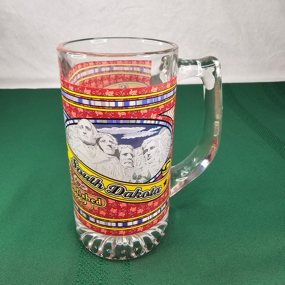South Dakota Souvenir Beer Mug Mount Rushmore Pheasant Glass‎